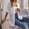 HNXC Summer Hollowed-out Short-sleeved Knitted Cardigan for Vacation Sun Protection Women's Wear