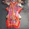 Женственное платье в стиле бохо на Ближнем Востоке, праздничное индонезийское мусульманское платье, модный принт, повседневные рукава «летучая мышь», большая юбка-качели, свободное элегантное платье