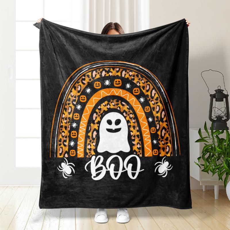 Halloween Theme digitalprinted polyester Bedroom velvet flannel soft sofa cover blanket Fleece soft sofa cover blankets