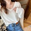 Long-sleeved T-shirt for Women In Spring and Autumn Loose and Thin Spring Wear New Style White Solid Color Bottoming Shirt Inner Top