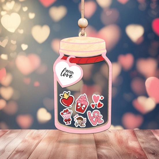 Деревянное подвесное украшение в виде бутылки с надписью «Love» на День святого Валентина, украшение в виде бутылки «Люблю тебя», ручная работа, подвесной декор для зеркала заднего вида автомобиля, кулон