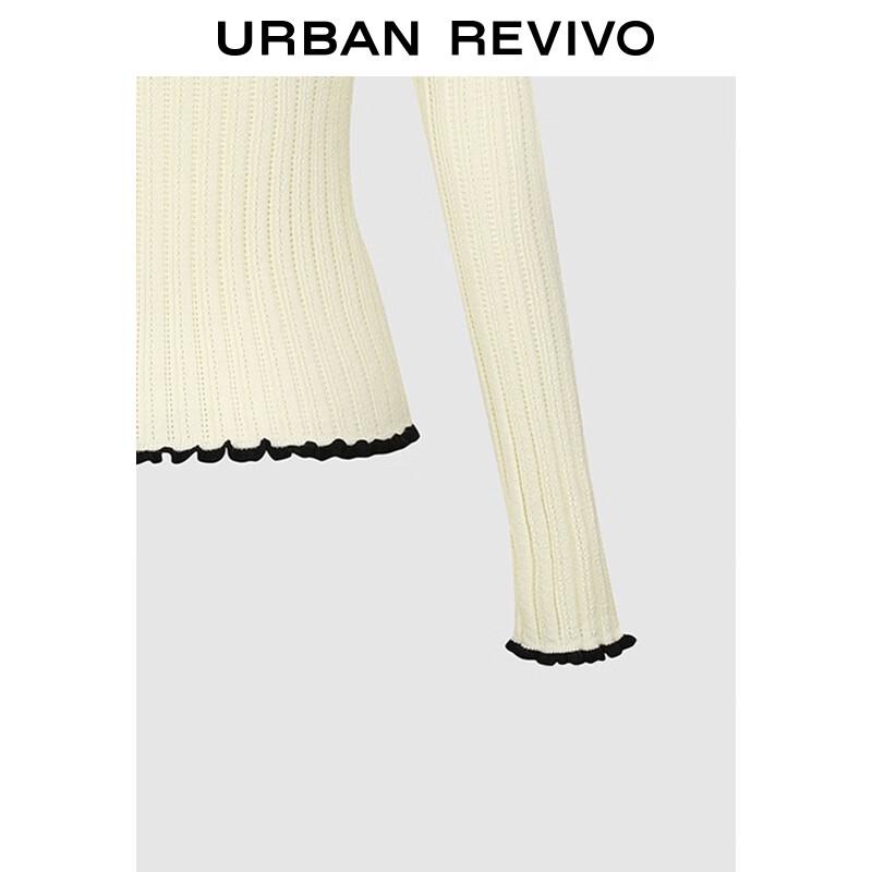 Женский трикотажный топ UR с цветными блоками, оборками и бантом