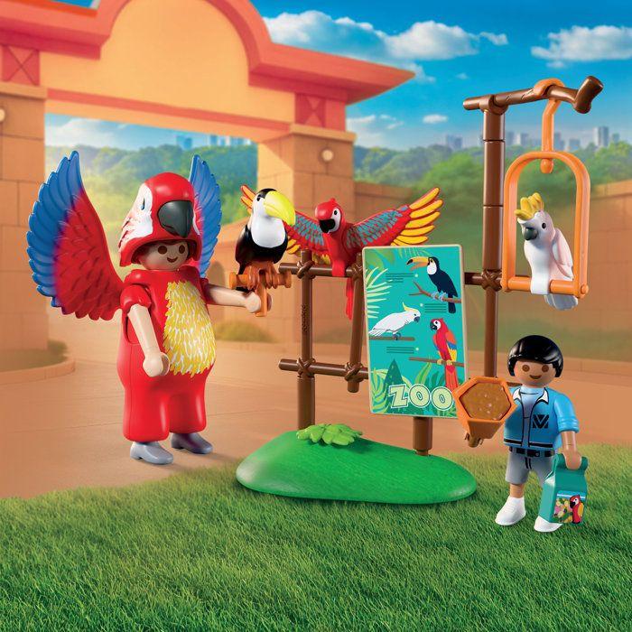 PLAYMOBIL 72074 Zoo : Mascotte perroquet coloré & enfant, univers miniature, 29 pieces, des 4 ans