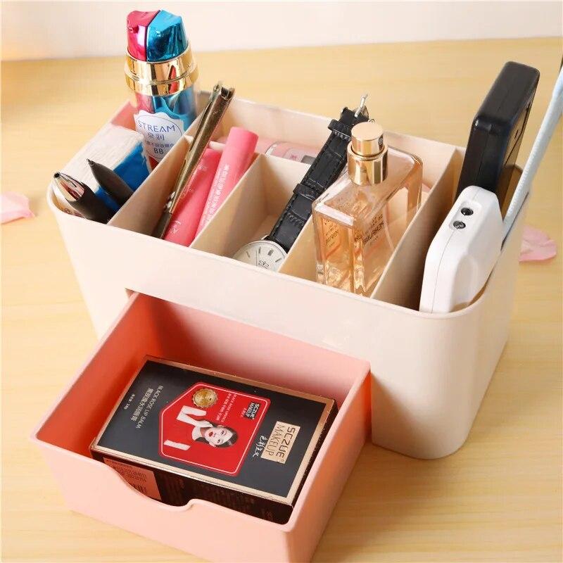 Jewelry and Cosmetics Storage Box, Drawer Style Plastic Office Desktop, Dressing Table, Lipstick Sorting Shelf