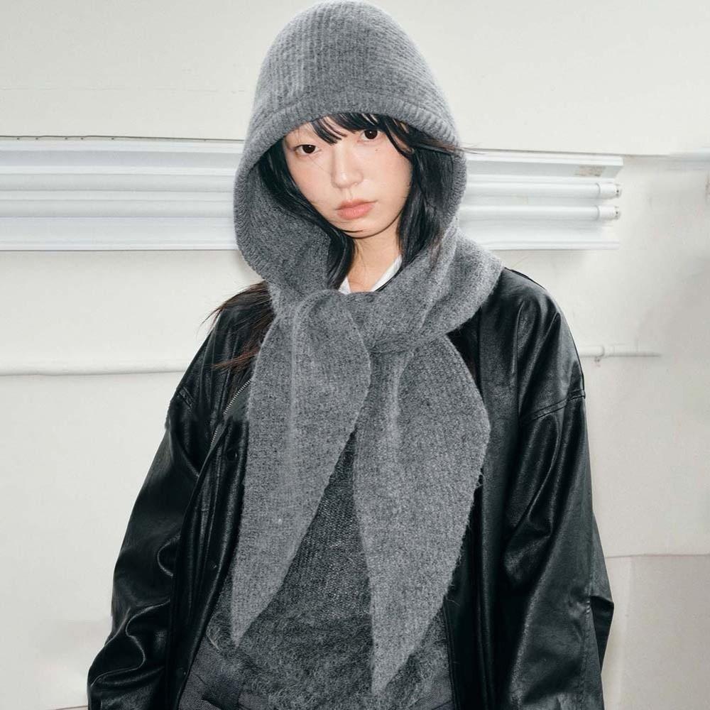 Acrylic Fibers Knitted Hooded Cap Triangular Winter Neckerchief Hat Neck Collar Beanies Cap  Work