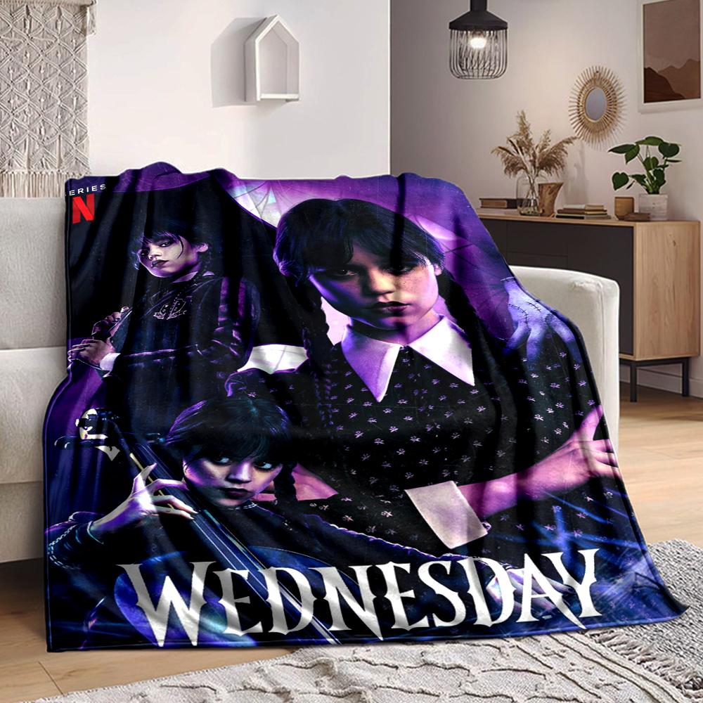 1Pc Wednesday Addams Series Flannel Blanket, Soft And Comfortable, Casual Warm, Camping Travel, Christmas, Halloween Xmas Gift El114