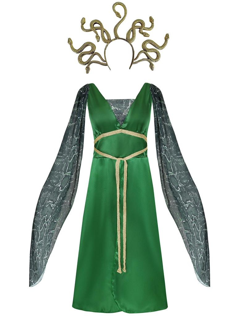 Детский костюм на Хэллоуин по греческой мифологии - Косплей-наряд Медузы с волосами-змеями