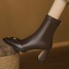 Мода 2025 Новые Женские Ретро Ботильоны На Массивном Каблуке Элегантные Зимние Короткие Ботинки Квадратный Носок Высокий Каблук Дизайнерская Обувь Женская Zapatos De Mujer