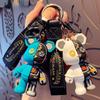Cartoon Half Skull Body Robot Mechanical Bear Keychain Punk Keyring Car Bag Pendant Key Chains Couple Gift