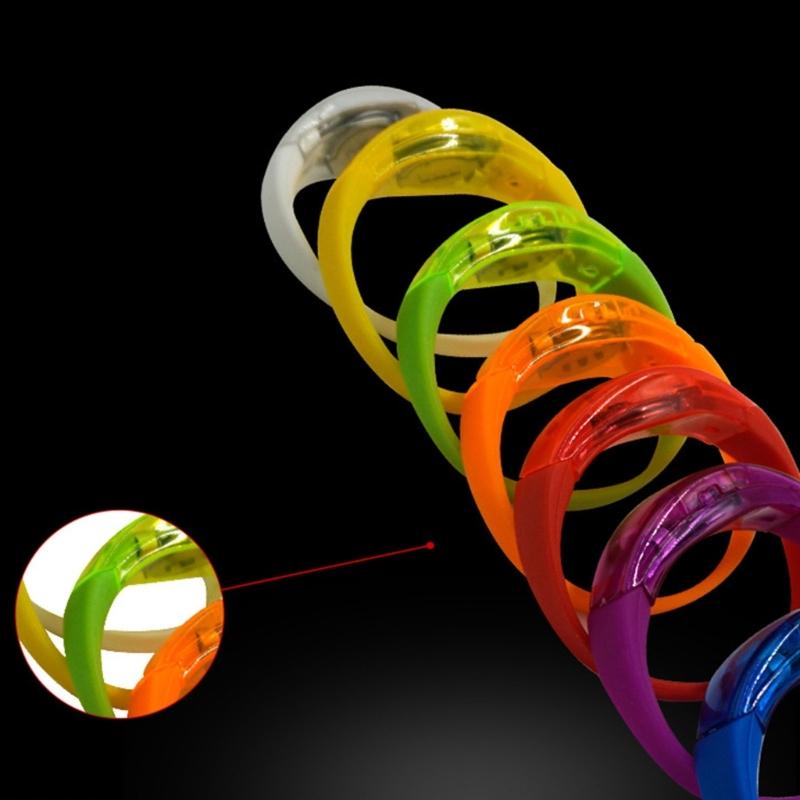 10pcs Voice Activated Sound Control LED Bracelets Flashing Silicone Bangle Christmas New Year Wedding Party Decoration