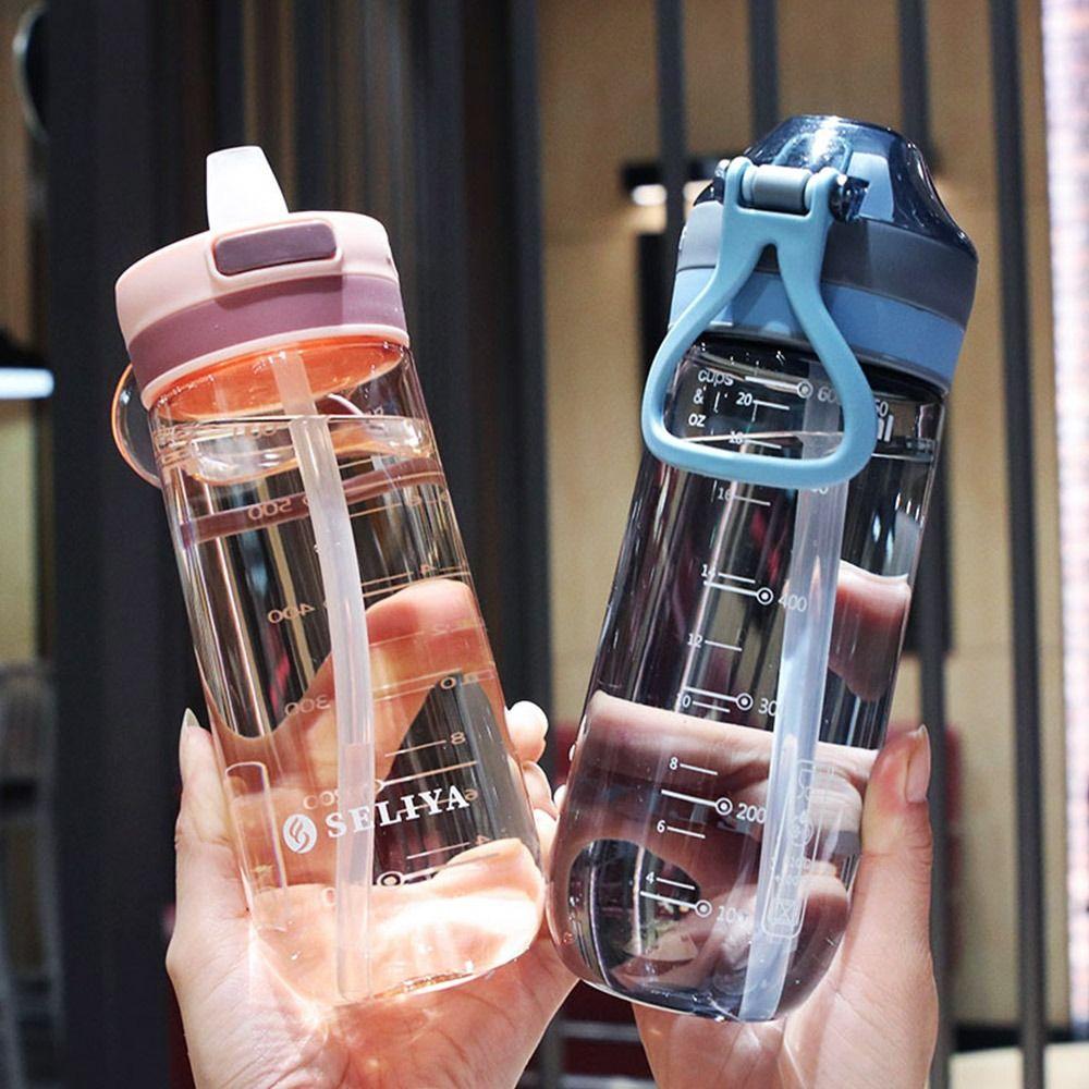500/650ML Student School with Straw Sports Water Cup Water Bottle Multicolor Plastic Bottle