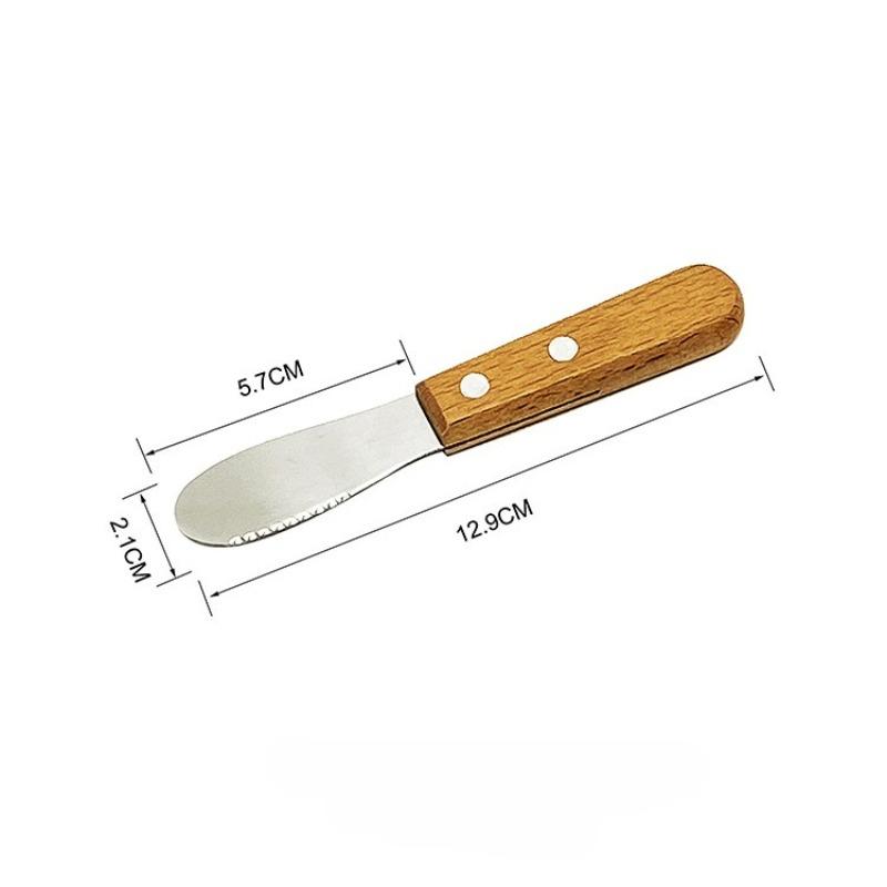 1PCs Wooden Handle Butter Spreading Stainless Steel Sandwich Spreading for Kitchen Use Jam Toast Cheese Spatula7