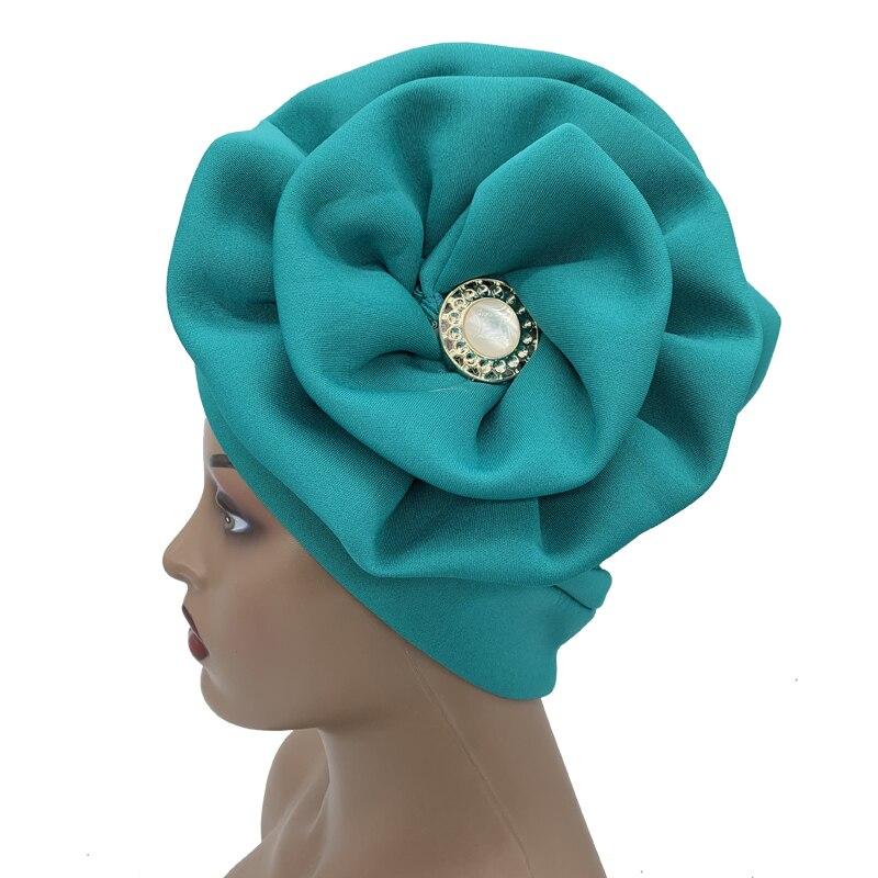 Fashion Women Big Flower Muslim Turban Bonnet Female Beanies Hat Party Headwear Cap