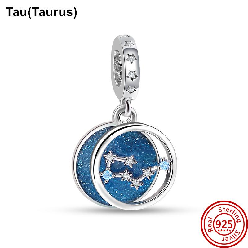 925 Серебро Голубые Глаза Бабочка Пингвин Кит Облако 12 Бусины Созвездия подходят Оригинальные Подвески Браслет DIY Женские Ювелирные Изделия