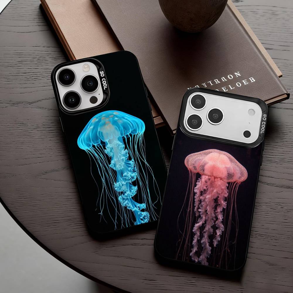Розовый Медуза Слеза Чехол Для Телефона Для iPhone17,16,15,14,13,12,11 Plus,Pro Max Черный Конфетный Посеребренный Чехол