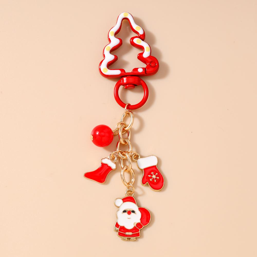 Fashion Christmas Tree Keychain Women Girls Santa Claus Snowman Key Ring Pendants for Handbag Decor DIY Key Chain New Year Gifts
