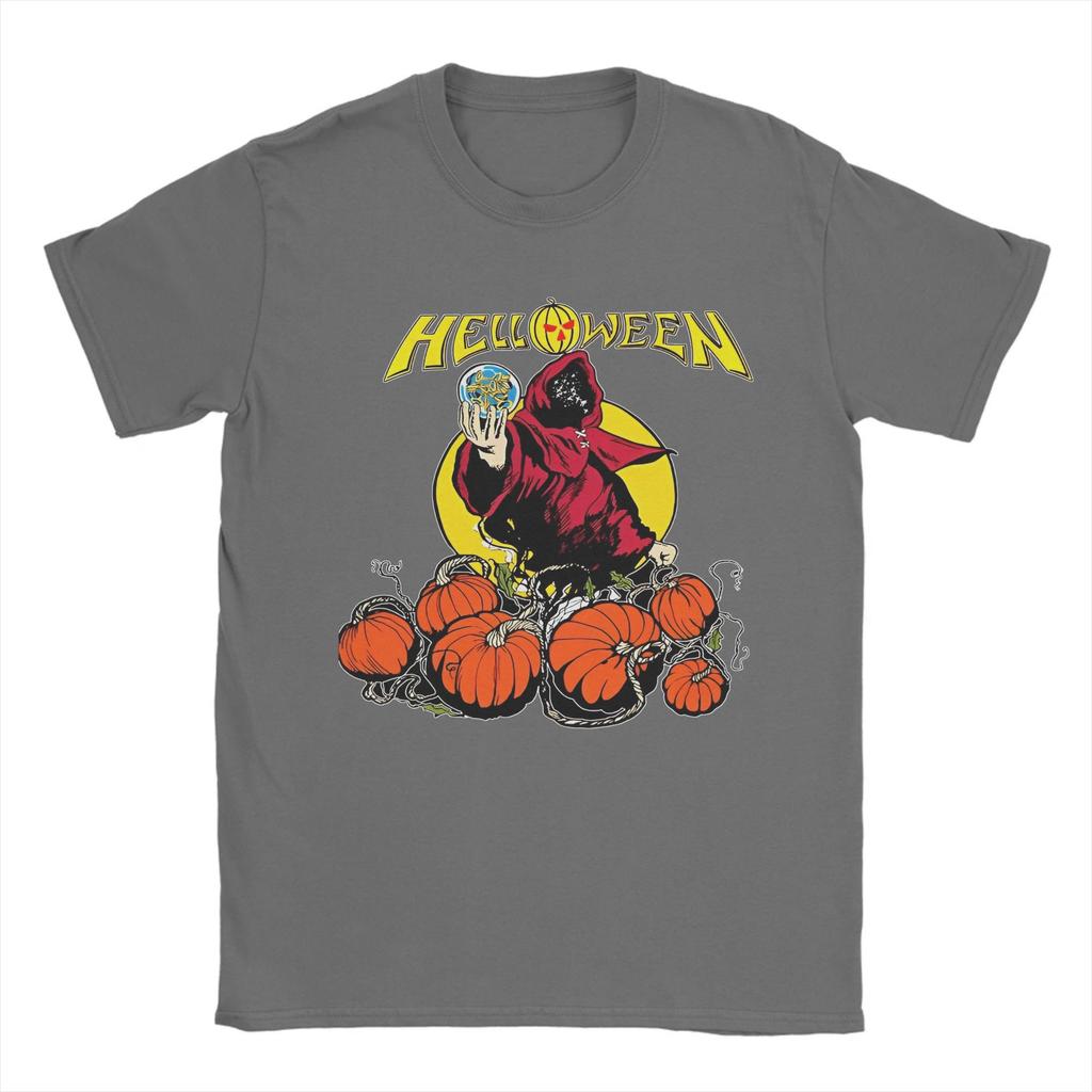 Футболка с изображением группы Heavy Metal Helloween, мужская хлопковая винтажная футболка с круглым вырезом, немецкая футболка Power Rock с коротким рукавом, одежда больших размеров