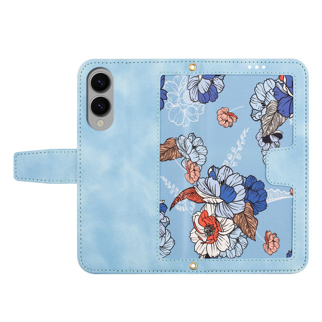 For Samsung Galaxy S25 Edge Case PU Leather Floral Phone Cover with Card Slots