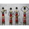 Iron Tribal Village Lady Doll Nerga Worker Showpiece Decorative Items for Home Décor (Length 3 Inch *Height 13.5 Inch) Set of 4 Pcs, Multicolor, Space