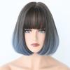Черный с белым парики Боб с челкой Короткие прямые парики для женщин Основные моменты Парик Косплей Вечеринка Blackpink Корейский парик