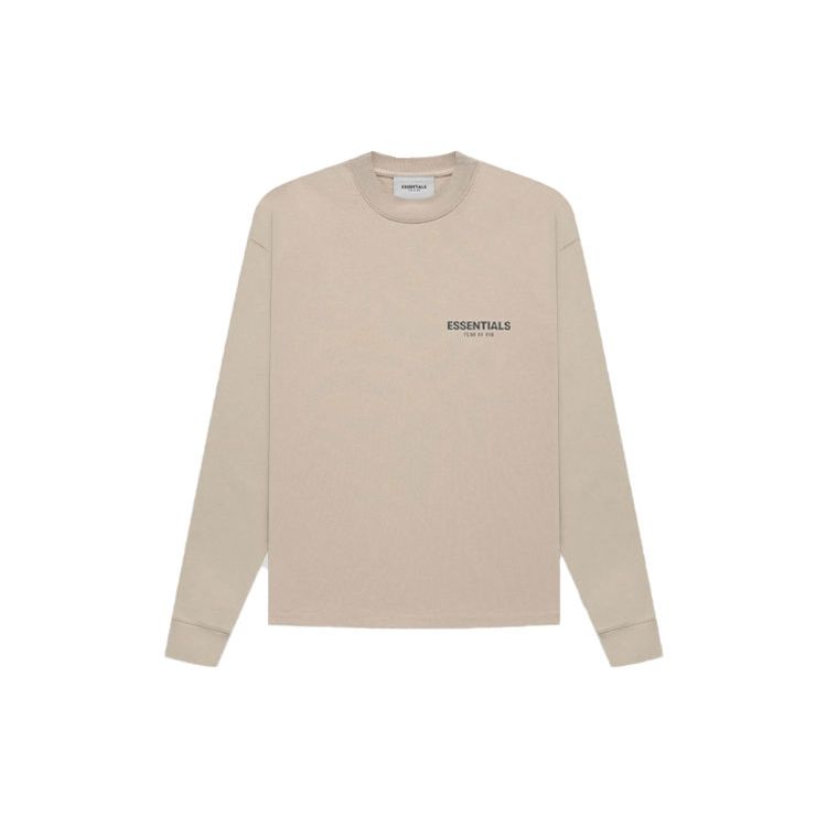 Fear of God Essentials FW21 LS Tee With Chest Logo Unisex Tops String Tan FOG-FW21-185