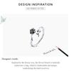BAMOER 925 Sterling Silver Symbol of Love Exquisite Rose Adjustable Rings for Women Fine Jewelry