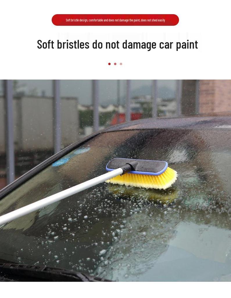 Желтая щетка для мойки автомобилей с подачей воды, 1,5 м, с длинной ручкой, для самостоятельного ухода за автомобилем