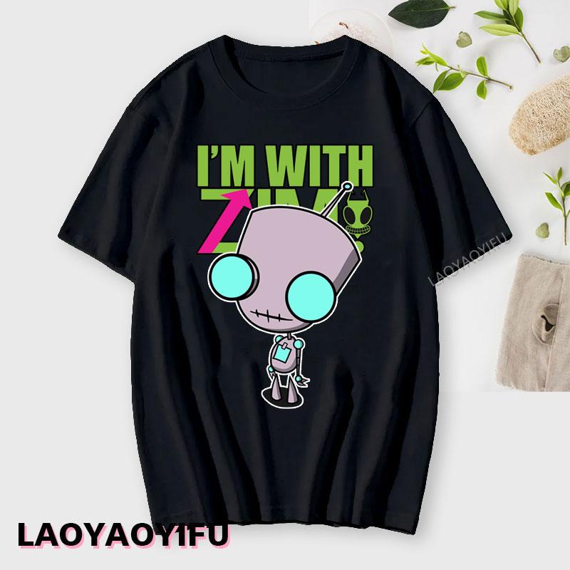 Аниме Invader Zim Invader Gir Graphic Tshirt Zim Image Cartoon T Shirt Unisex Unisex Cotton Tee Shirt Fashion Shirt Streetwear Tops Unisex
