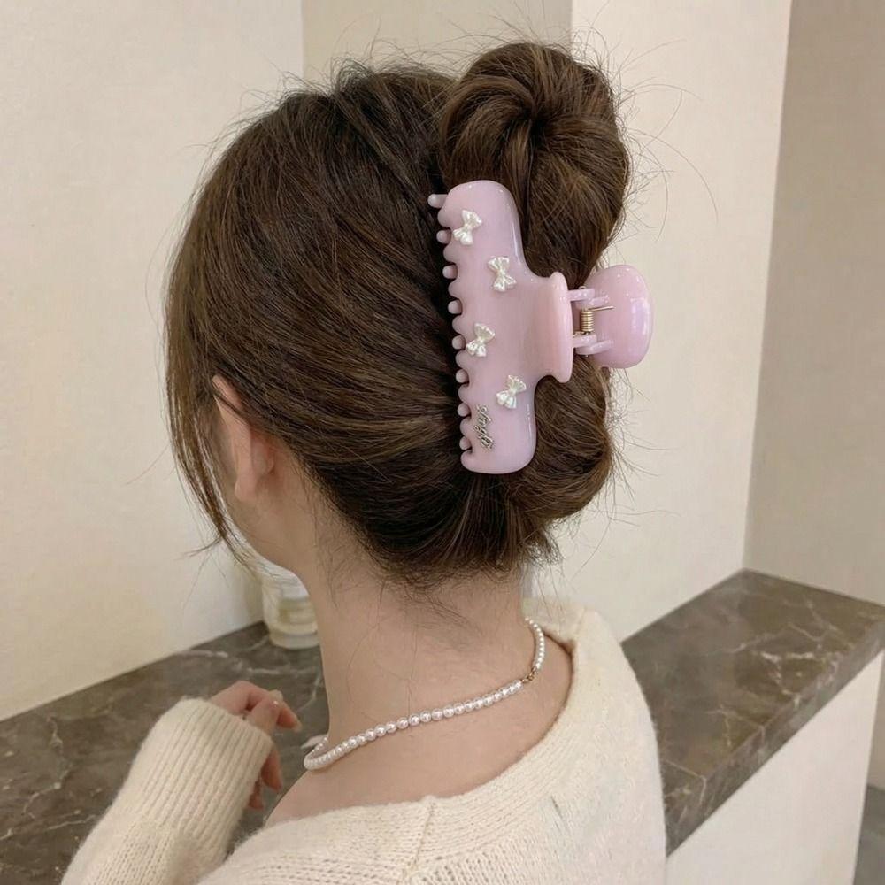 Plastic Bow Hair Claw PC Large Shark Clip Personalized Bowknot Hair Clip Streetwear