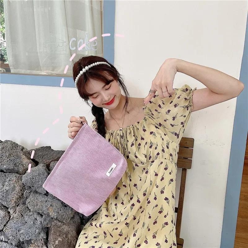 Pink Leopard Print Women's Cosmetic Bag Retro Flower Ladies Small Clutch Purse Travel Handbags Schoolgirl's Pencil Storage Bags
