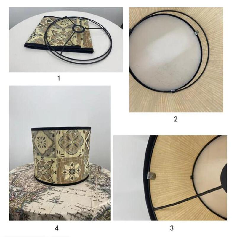 European Style Watercolor Gradient Color Lamp Shade Bamboo Braided Light Cover Decor Chandelier Modern Abstract Art Light Shade