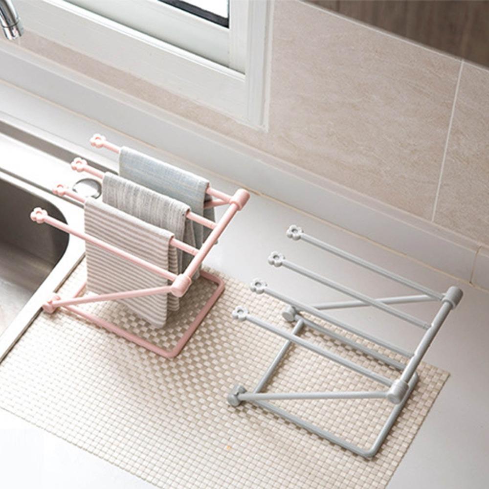 2pcs PP Dishcloth Drying Rack 4 Arms Dish Rag Holder Portable Hand Towel Stand For Bathroom