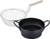 Набор посуды, 18 см сковорода для темпуры и набор фритюрницы с деревянной ручкой, совместимый с индукционными плитами, железо, SM-9548
