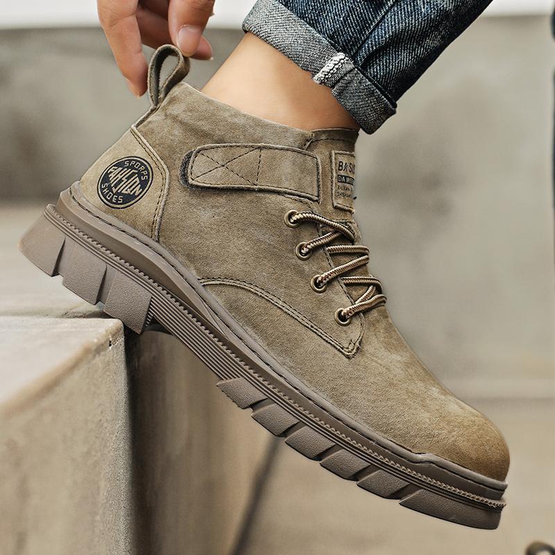 Fashion Men's Autumn Winter Walking Boots British Style Ankle Boots Outdoor Motorcycle Men's High-top Fashion Casual Shoes Mens Sneakers