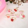 10PC Random Rhinestone Fruits Mixed Color Children Cartoon Butterflies Flowers Finger Rings Sets Jewelry Accessories