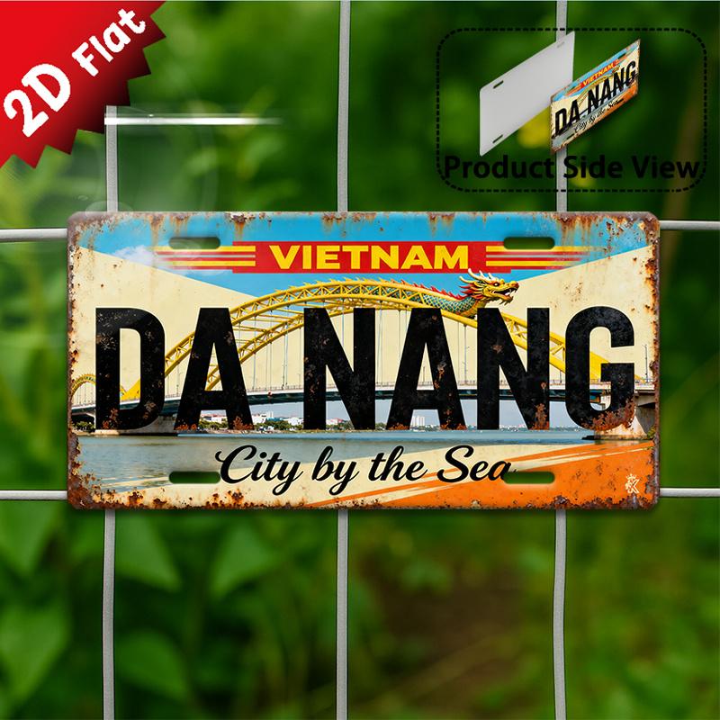 D Flatpc DA NANG Metal Sign Outdoor Wall Art Retro Metal Sign Coastal City Decor Patio Wall Decor Bar Wall Decor