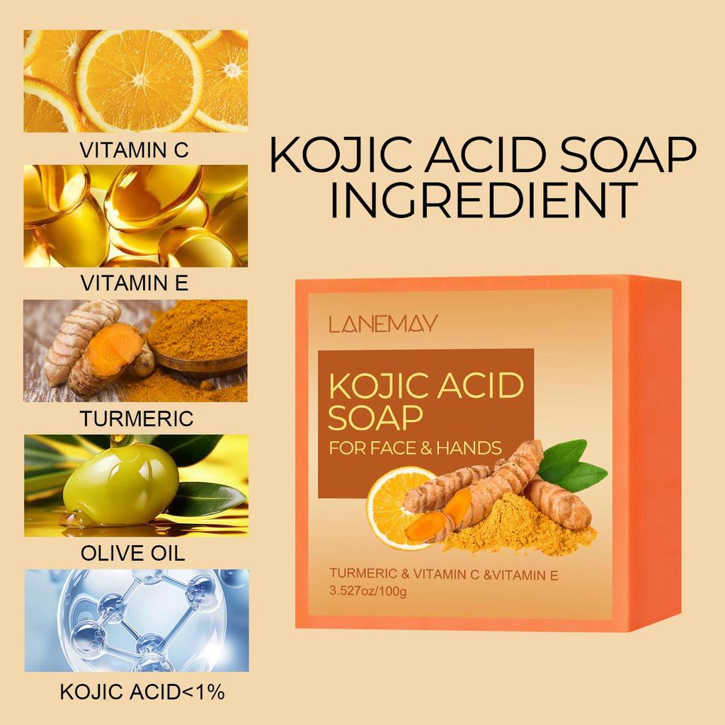 Мыло с койевой кислотой - Глубокое очищение и увлажнение кожи лица и рук, способствует более гладкой и сияющей текстуре кожи - Подходит для типов кожи, 100 г