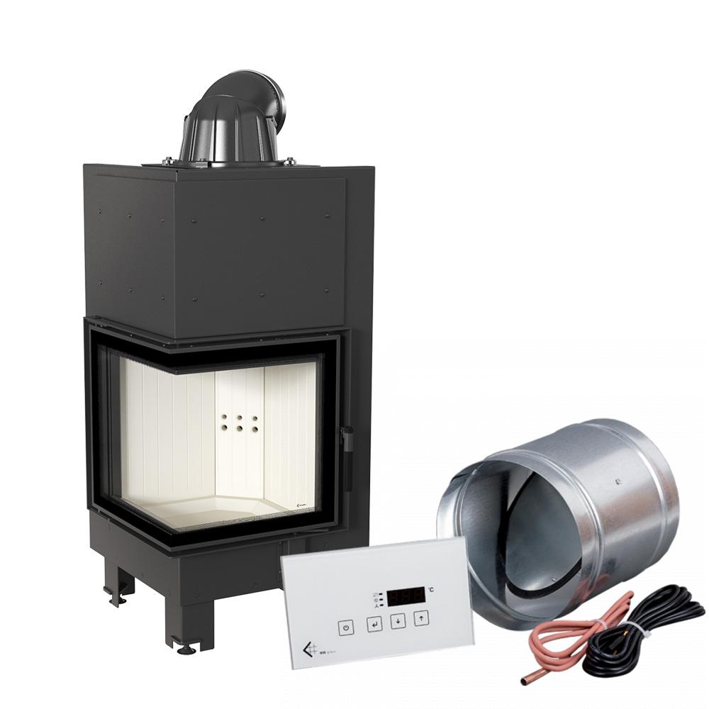 Smart steel fireplace KRATKI MBN left 8 kW Ø 200 MSK GLASS