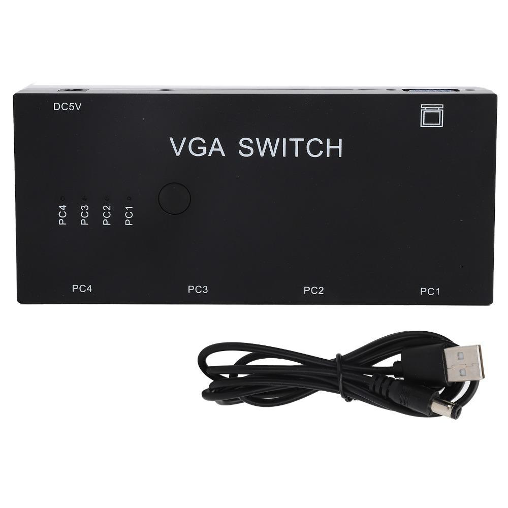 1920@1080P VGA Switcher 4 in 1 Out HD Video Sharer VGA Switch Box for VGA/XVGA/SVGA/UXGA TV Monitor