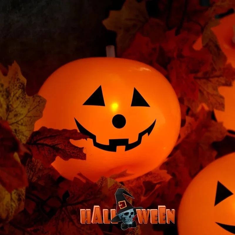 1/20PCS Halloween Pumpkin Lantern Balloons LED Luminous Floor Stand Toys Festive Party Atmosphere Pumpkin Decoration Balloon