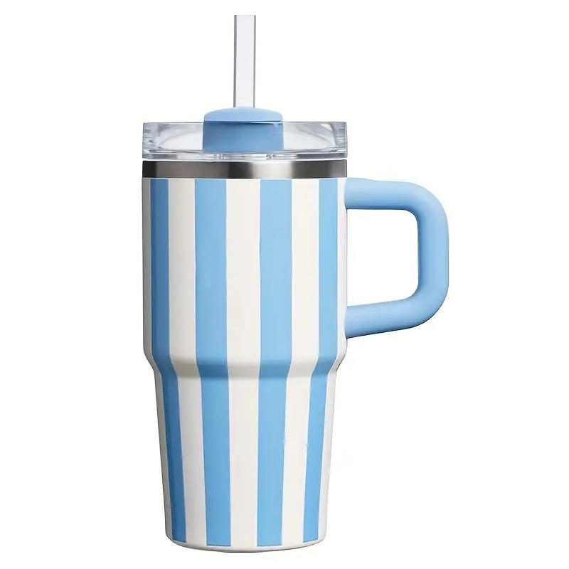 Термобутылка для воды 20 унций с ручкой и соломинкой Посуда для напитков Горячая Холодная Нержавеющая сталь Термос Портативные Автомобильные Кофейные чашки Термокружка