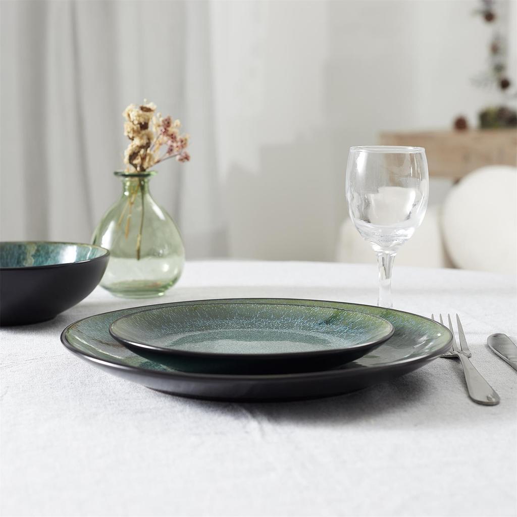 Elia Ceramic Plate, Green, Diameter 27 Cm, Retro Style