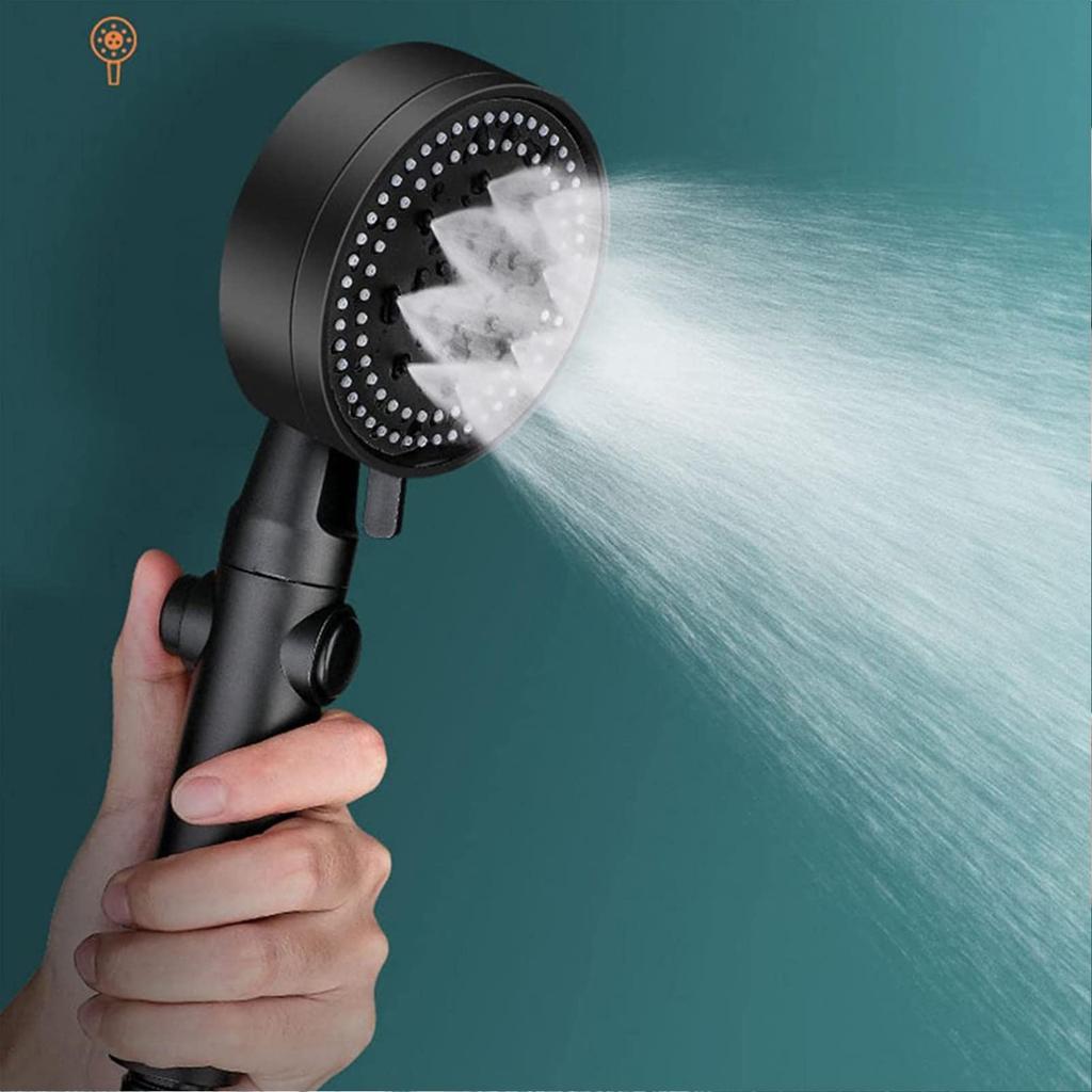 Multi Functional High Pressure Shower Head with 5 Modes High Pressure Handheld Shower Head with ON/Off Switch Water Saving Easy to Install Black