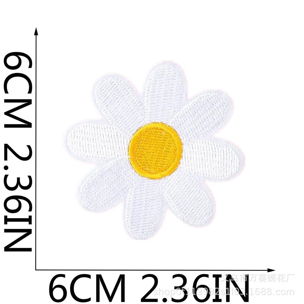 Цветочная вышивка наклейка на ткань сумка украшение компьютерная вышивка этикетка маленькая белая вышивка цветок глава мальчик гладить милый цветок нашивка