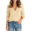 Women's Solid Color Long Sleeve Cutout V-Neck Knitted Cardigan Sweater