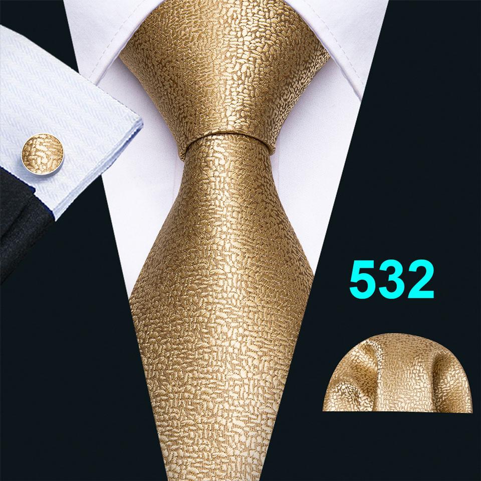 Barry.Wang Men's Silk Ties Pocket Square Cufflinks Floral Jacquard Necktie Set for Formal Designer