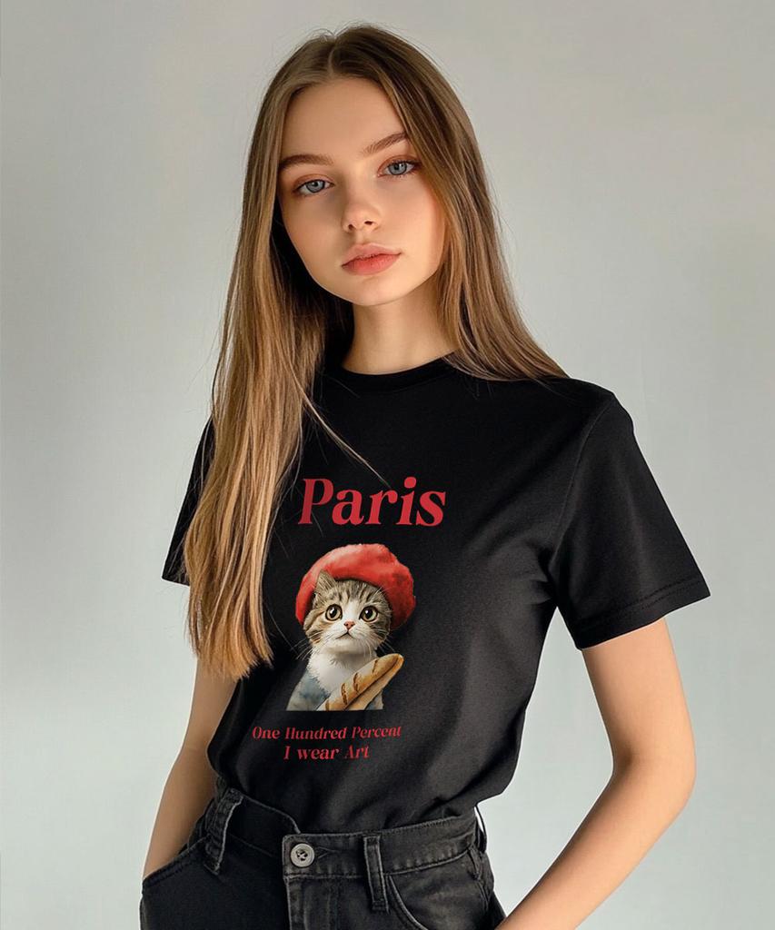 СТОПРОЦЕНТОВ ДЛЯ ЖЕНЩИНЫ Ohpxharmonia4 Parisien Nyang Женская базовая футболка с коротким рукавом