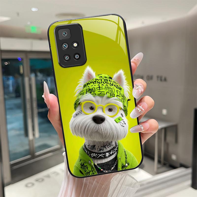 For Xiaomi Redmi 10 Prime 2022 Phone Case Tempered Glass Hard Shell flower Cute cats Coque For Redmi10 10Prime 2022 Back Cover