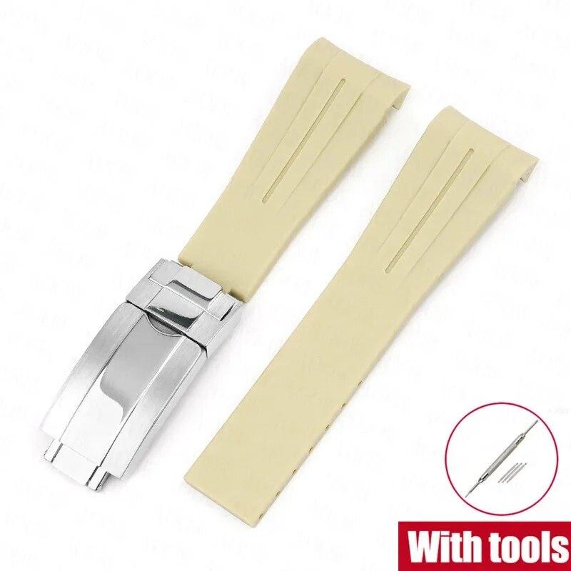 Резиновый ремешок для часов, подходит для Omega x Swatch Moonswatch, 20 мм, складная пряжка из нержавеющей стали для мужчин и женщин, изогнутый сменный ремешок для Rolex