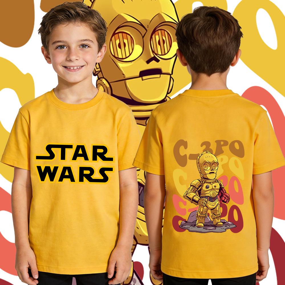 Star Wars C 3PO Boys Toddler Kids Casual Cotton T Shirt Short Sleeve Crewneck Graphic Tee Summer Clothes Top